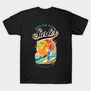 Surf, Hello Summer Funny Surfer Riding Surf Surfing Lover Gifts T-Shirt